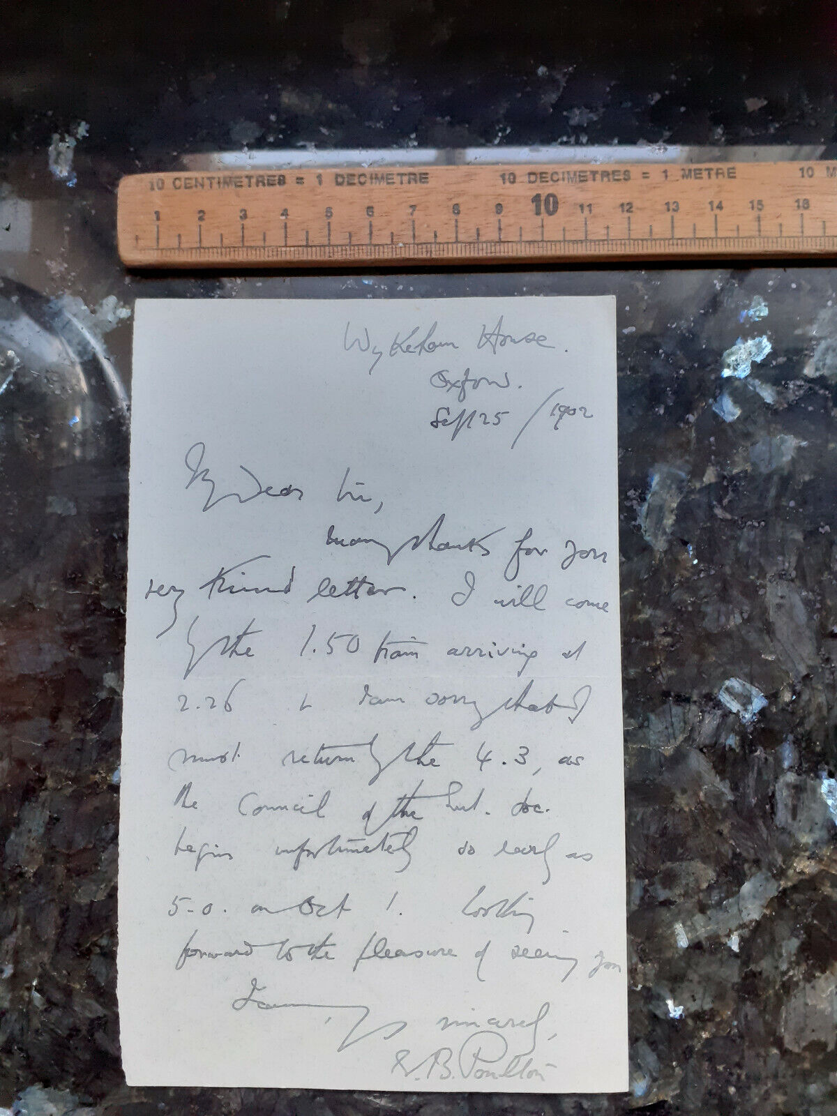 1902 Professor Edward Bagnall Poulton zoologist darwinist autograph letter
