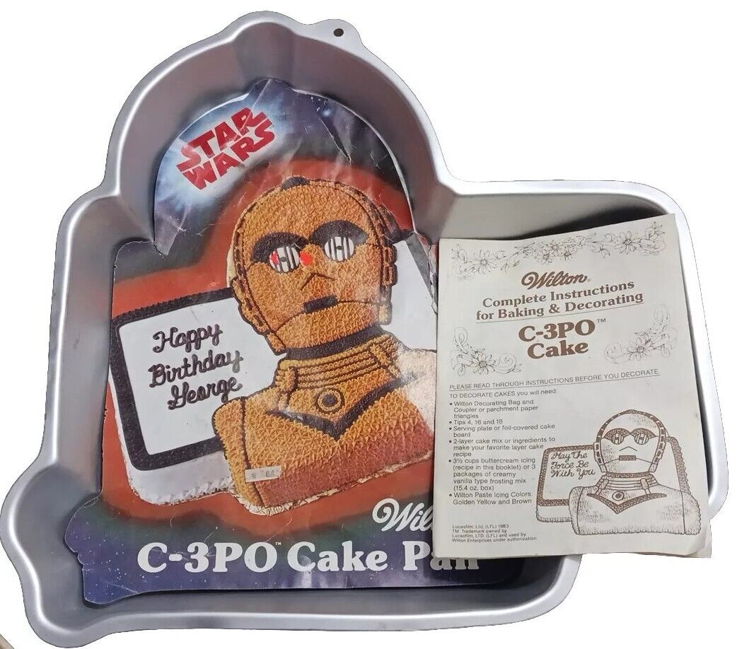 Vintage 1983 Star Wars C-3PO Wilton Cake Pan #502-2197 Very Nice Manual Included