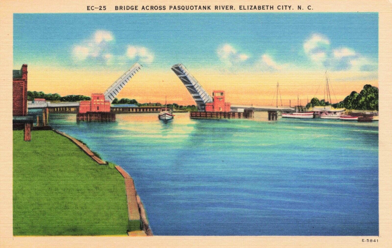 Bridge Across Pasquotank River, Elizabeth City, NC Vintage PC