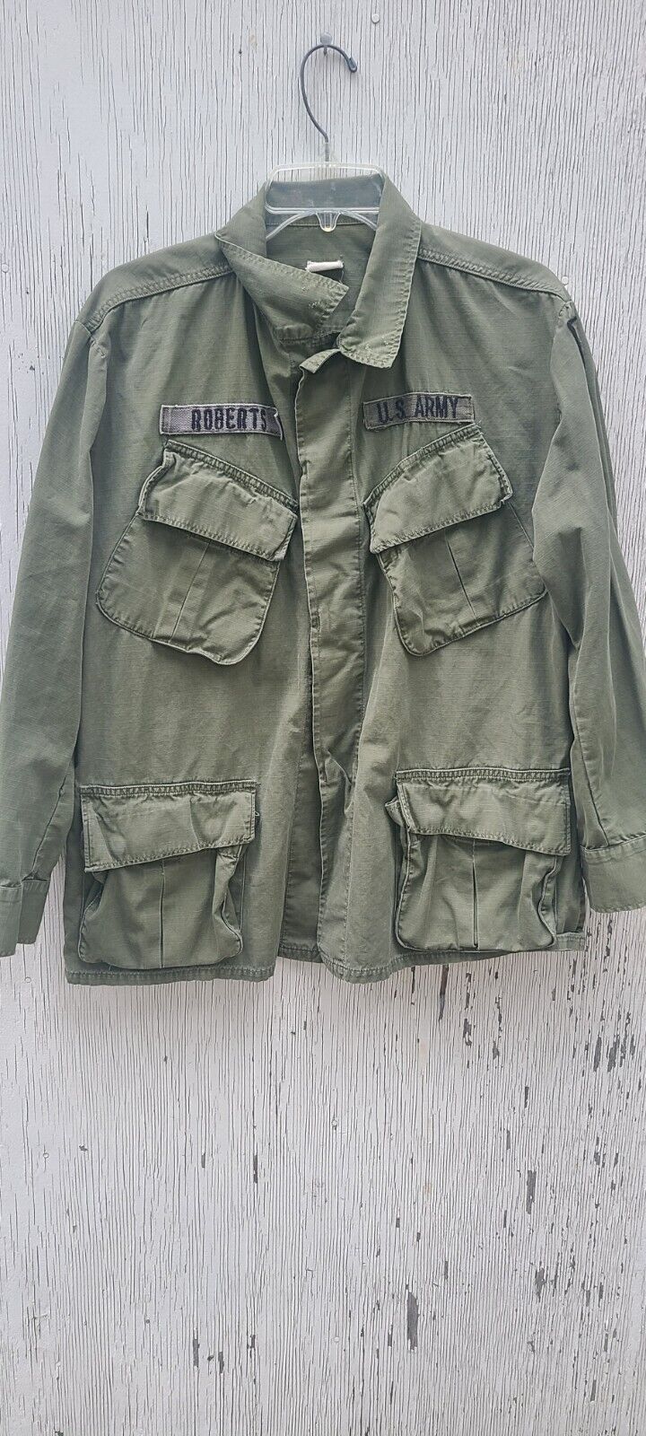 Vintage VIETNAM WAR RIP-STOP POPLIN OG-107 CLASS 1 Slant Pocket Jungle Jacket