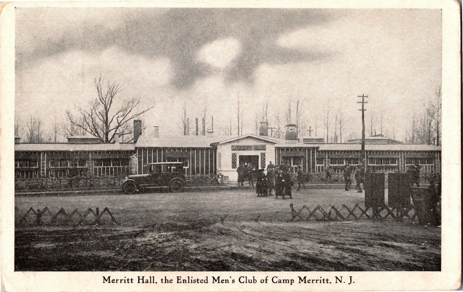 Merritt Hall, the Enlisted Men\'s Club Camp Merrit NJ Vintage Postcard B30