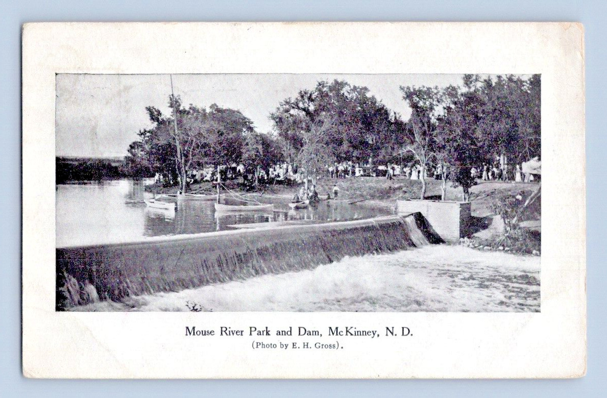 1908. MOUSE RIVER PARK & DAM, MCKINNEY, ND. POSTCARD DB42