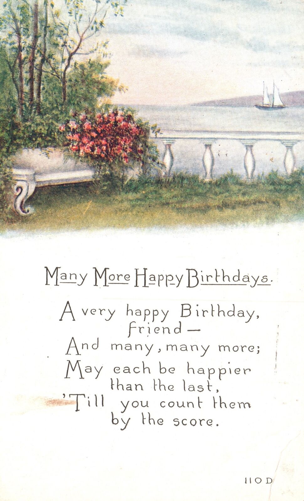 Vintage Postcard 1915 Many More Happy Birthdays Friendship Remembrance Card