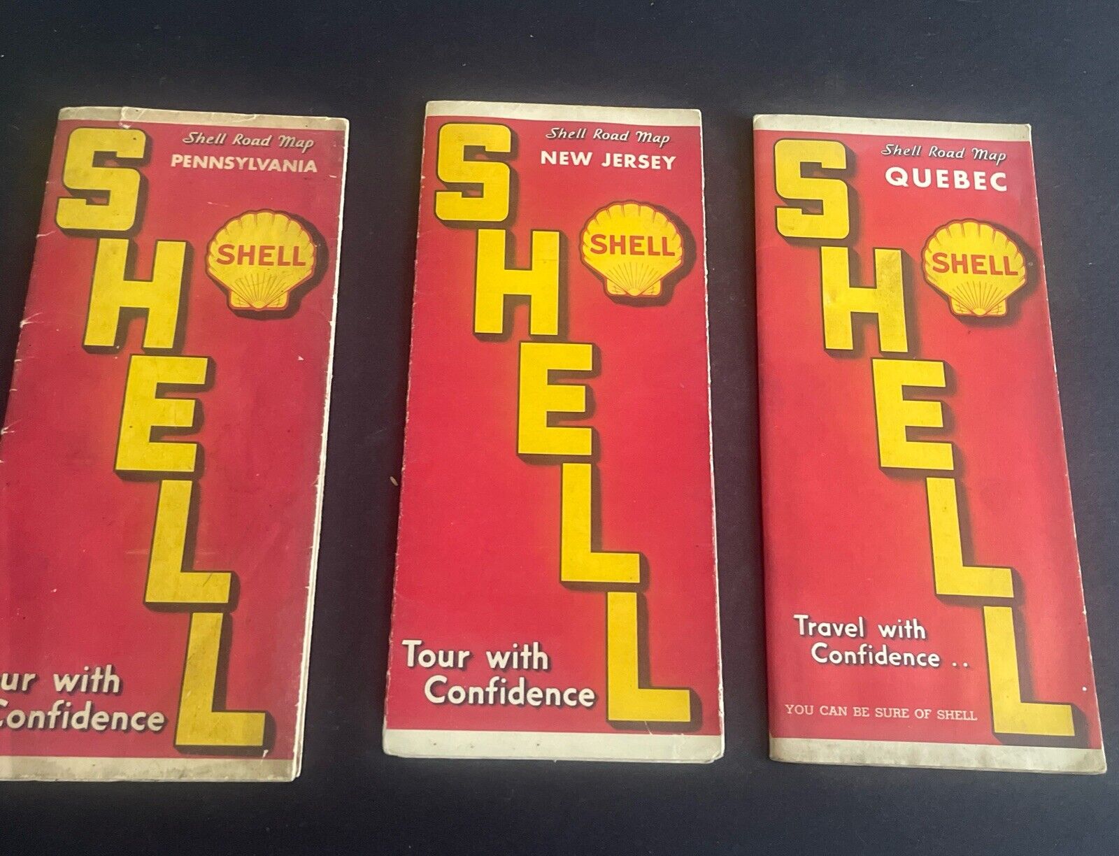 Three vintage 1930s shell Oil road maps/gas stations