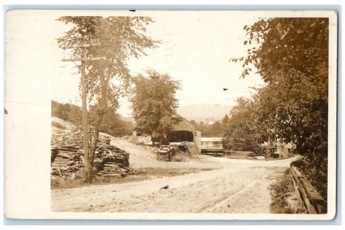 1914 Bare Mountain Holyoke Construction Amherst MA RPPC Photo Postcard