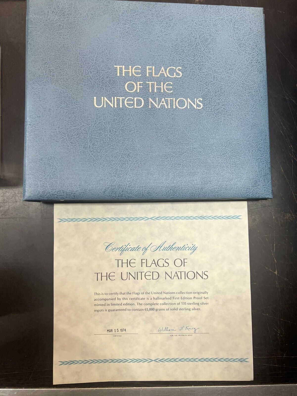 1974 Flags of the United Nations – 12 Silver Ingots W/ Book