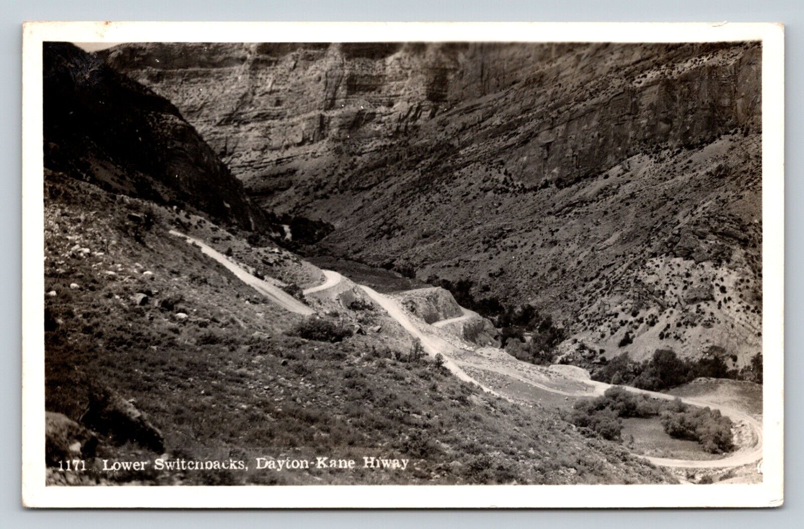 RPPC Lower Switchbacks Landscape DAYTON-KANE Hiway VINTAGE Postcard EKC 1940-\'50