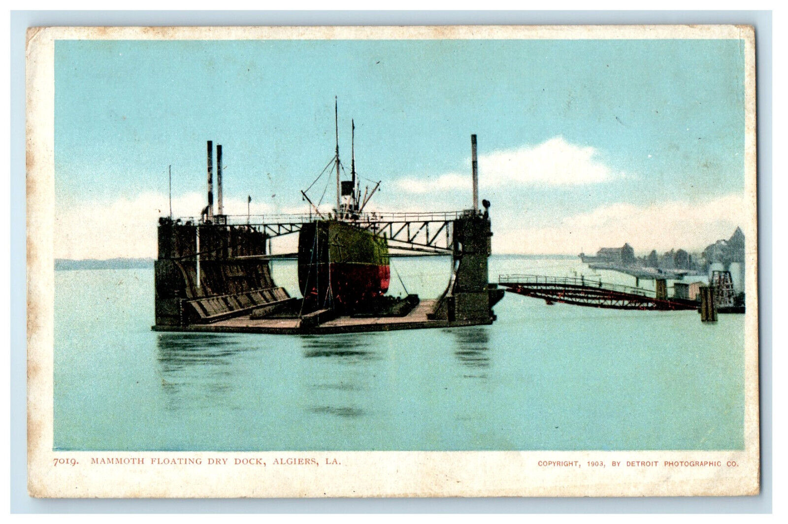 1903 Mammoth Floating Dry Dock Algiers Louisiana LA Unposted Antique Postcard
