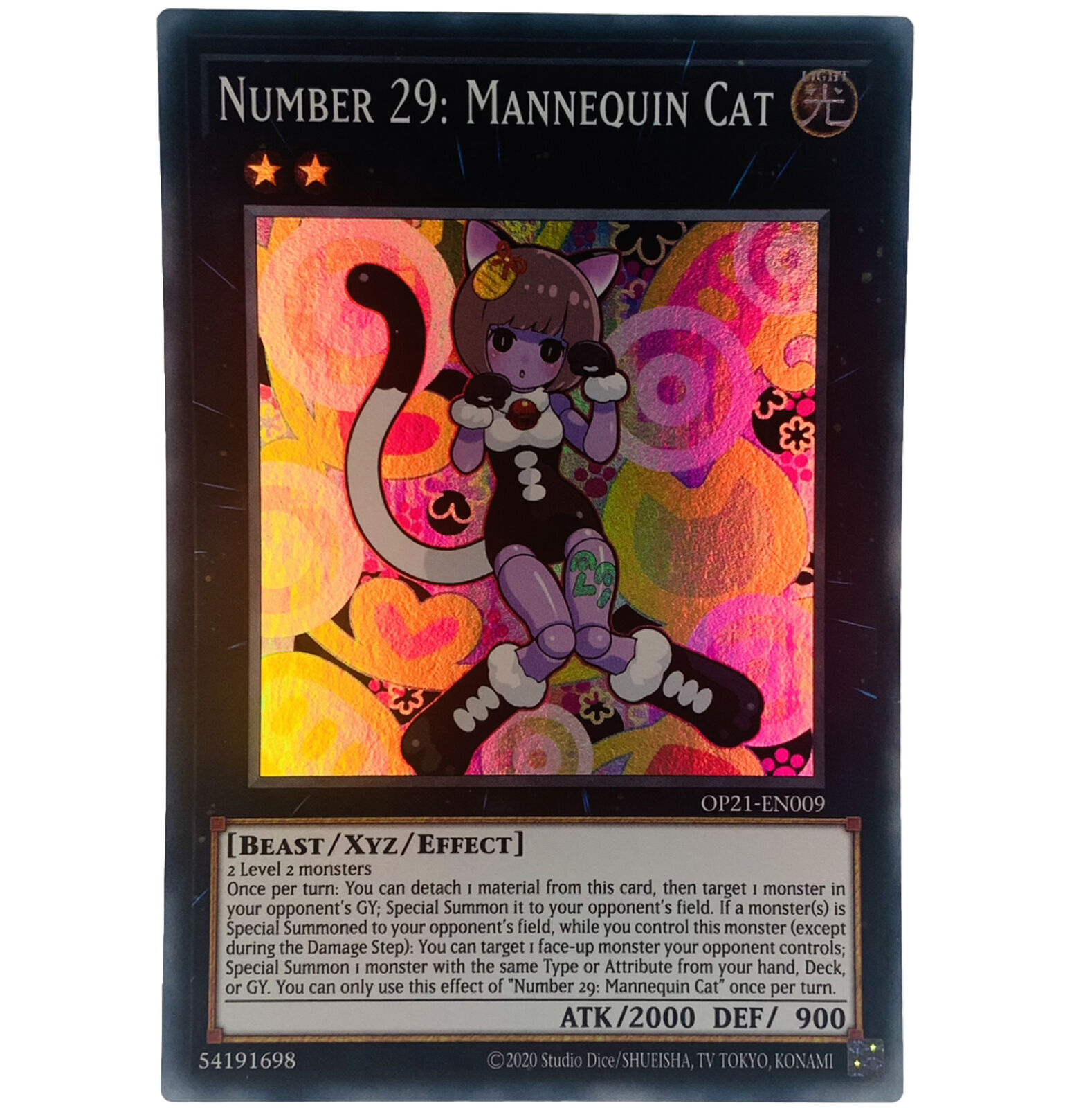 YUGIOH Number 29: Mannequin Cat OP21-EN009 OTS Pack Super Rare Card NM-MINT