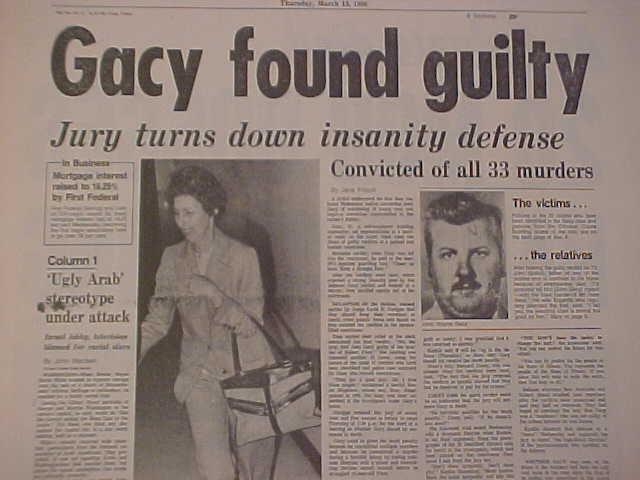 VINTAGE NEWSPAPER HEADLINES~ SERIAL KILLER GUILTY WAYNE GACY ELECTRIC CHAIR 1980
