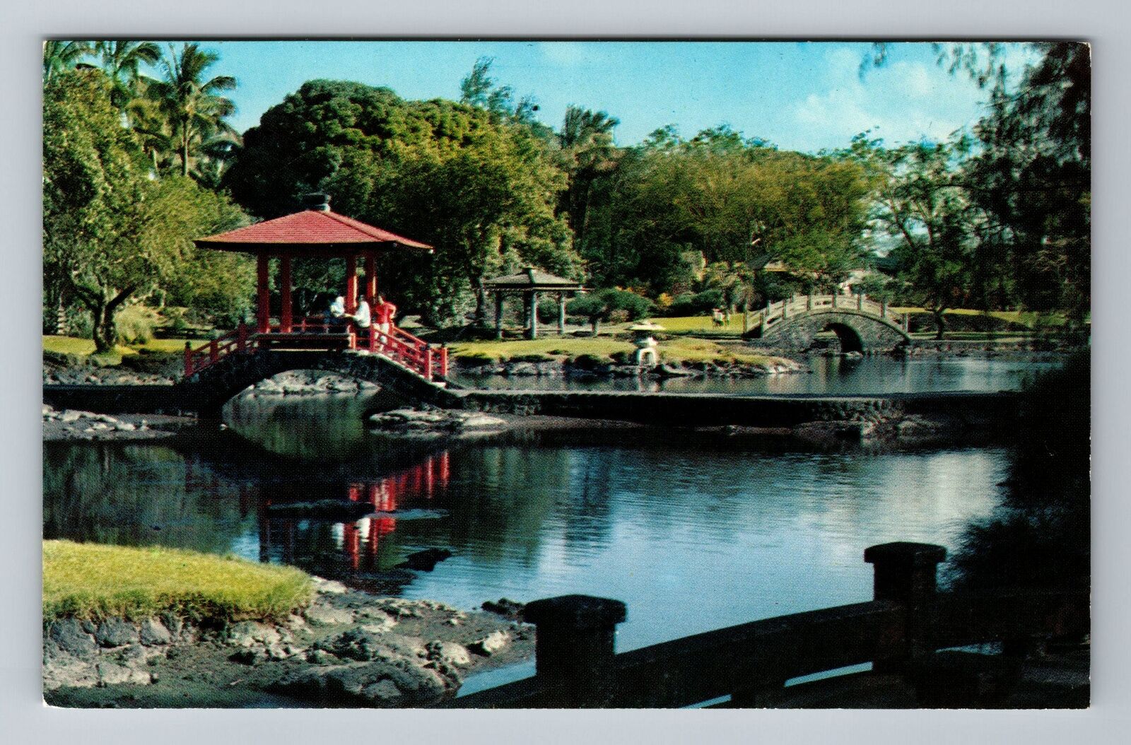 Hilo HI-Hawaii, Liliuokalani Park, Pavilion Bridge, Vintage Postcard