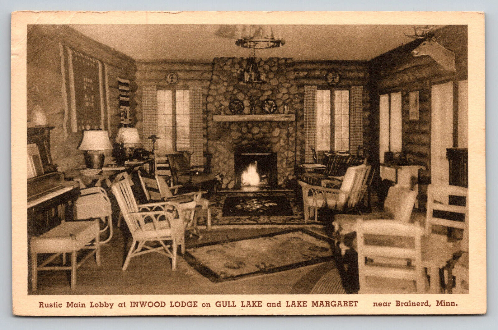 Brainerd Minnesota Inwood Lodge Gull Lake MN Postcard