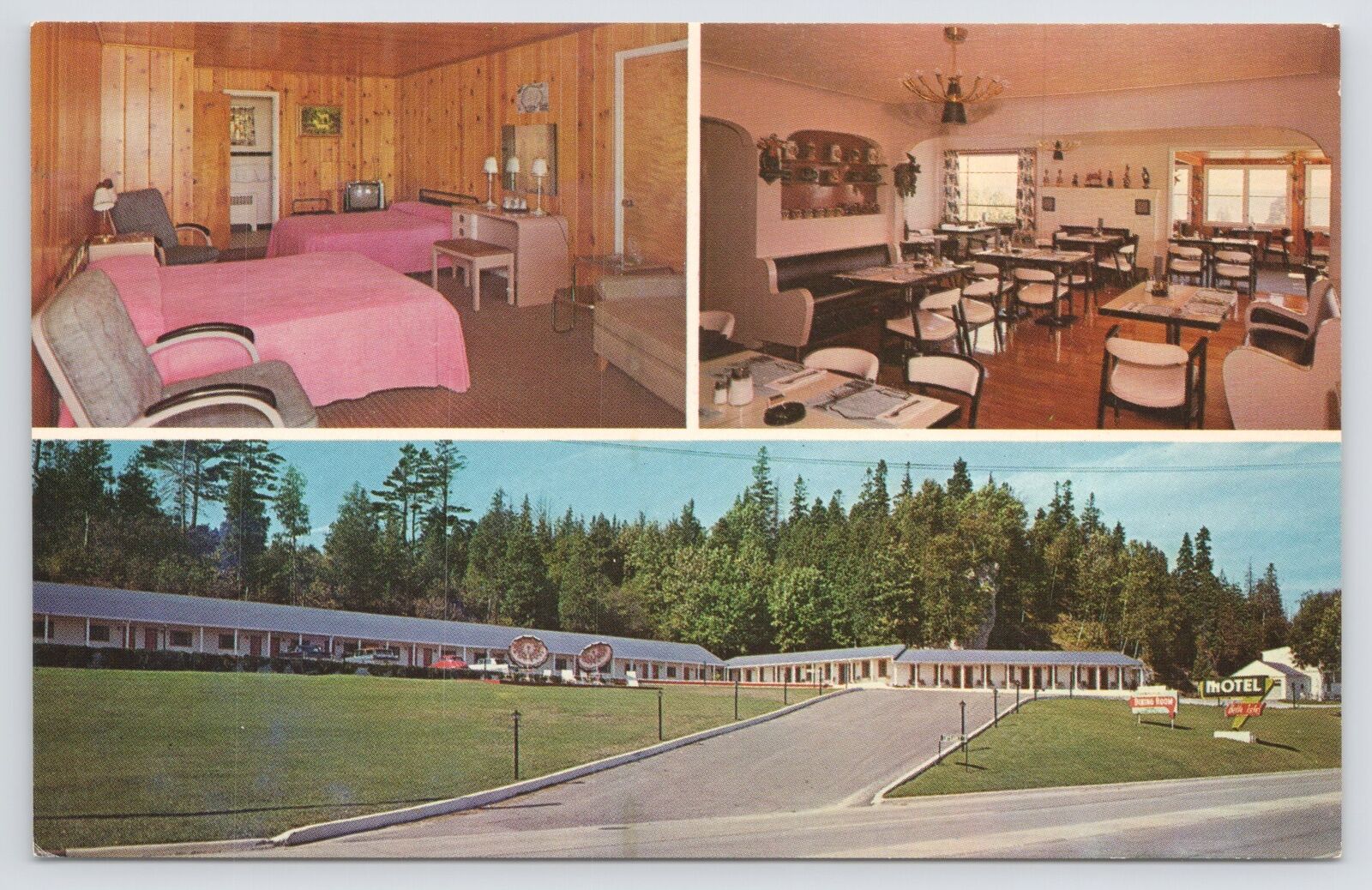 Belle Isle Motel & Dining Room Combined~Restaurant~Mackinac Island~Michigan~Vtg