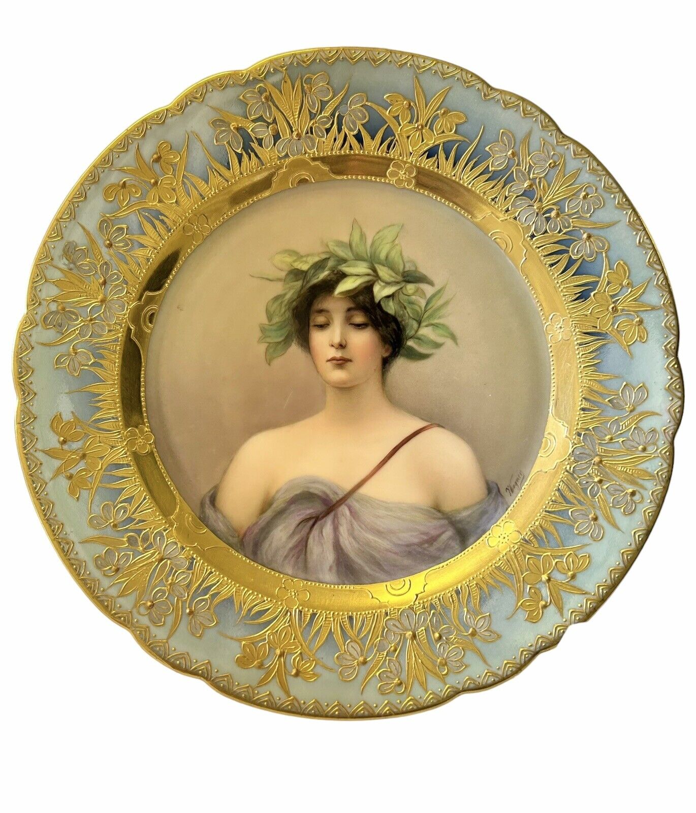 19c Royal Vienna Porcelain Antique Plate Signed Wagner