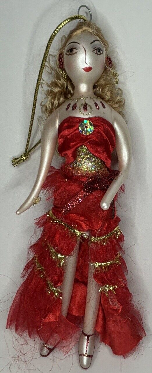 Ladies with Elegance Blown Glass Ornament Woman in Red Flamenco Dress 