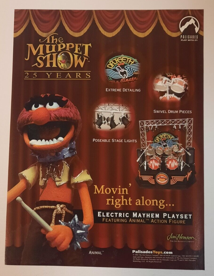 MUPPET SHOW 25 Years Electric Mayhem Playset w/ Animal ~ Magazine PRINT AD 2002