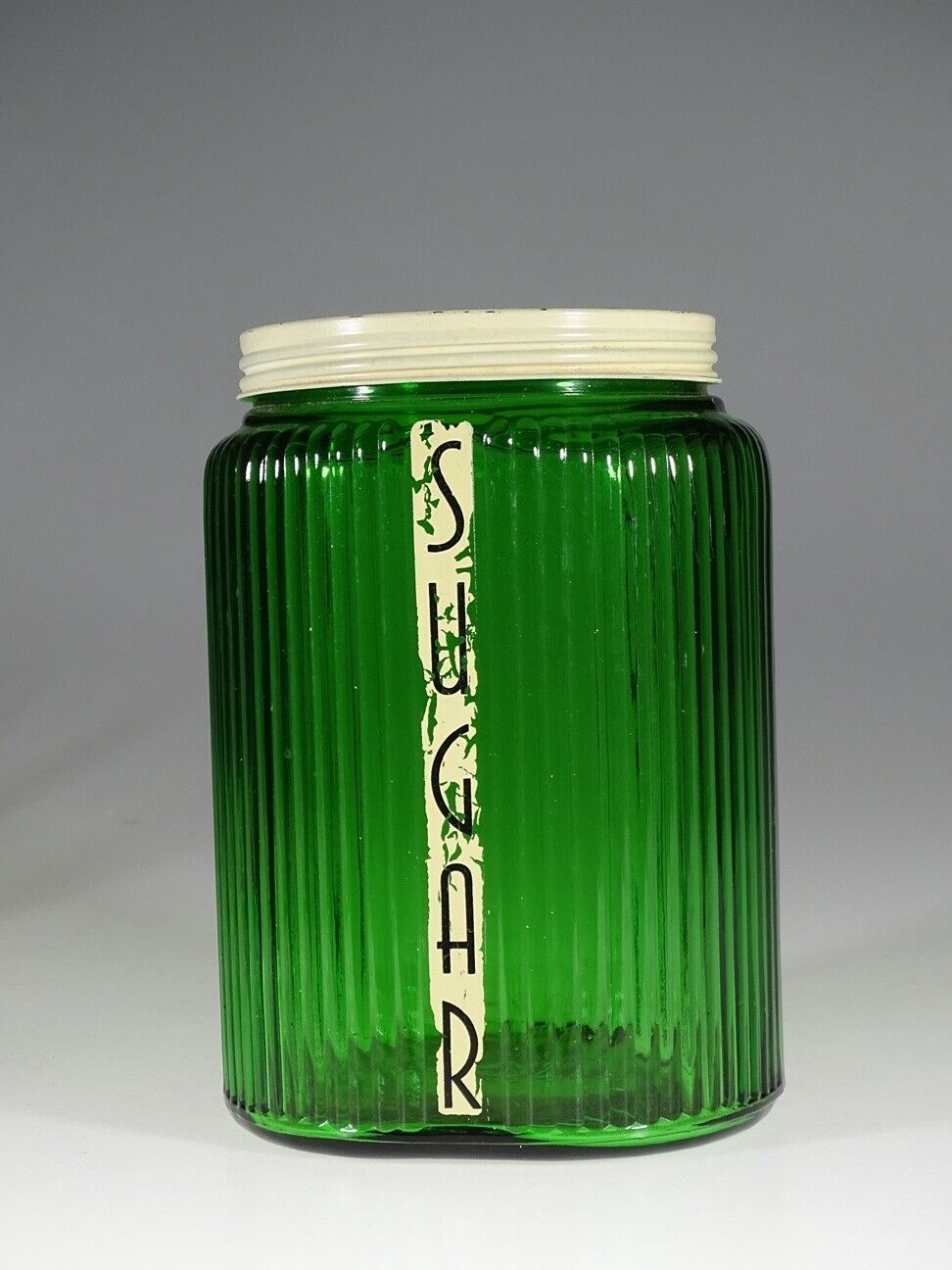 Vintage Deco Owens-Illinois Forest Green Ovoid Sugar Canister c.1930