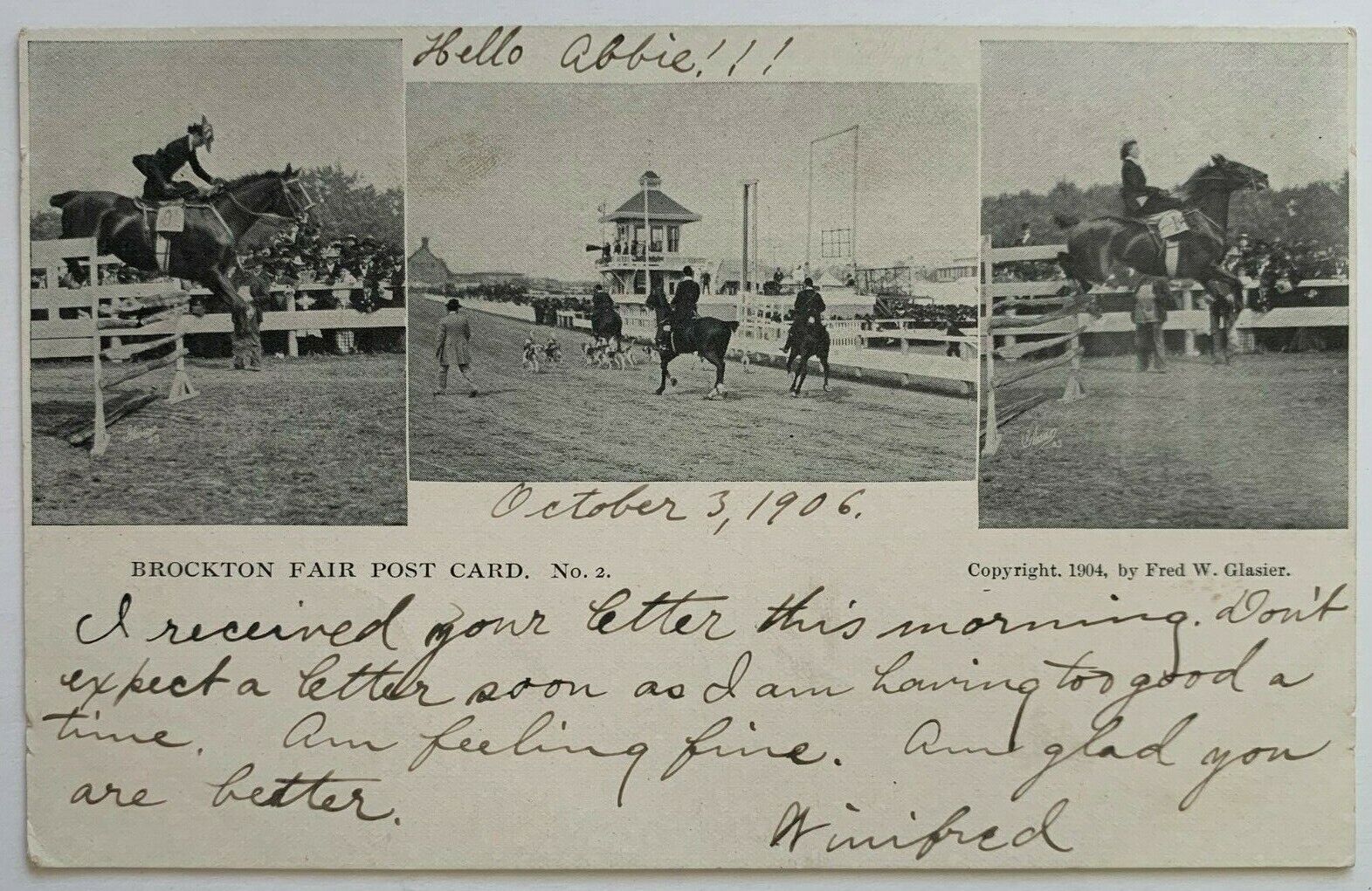 1904 MA Postcard Massachusetts Brockton Fair Post Card No. 2 multi view horses 