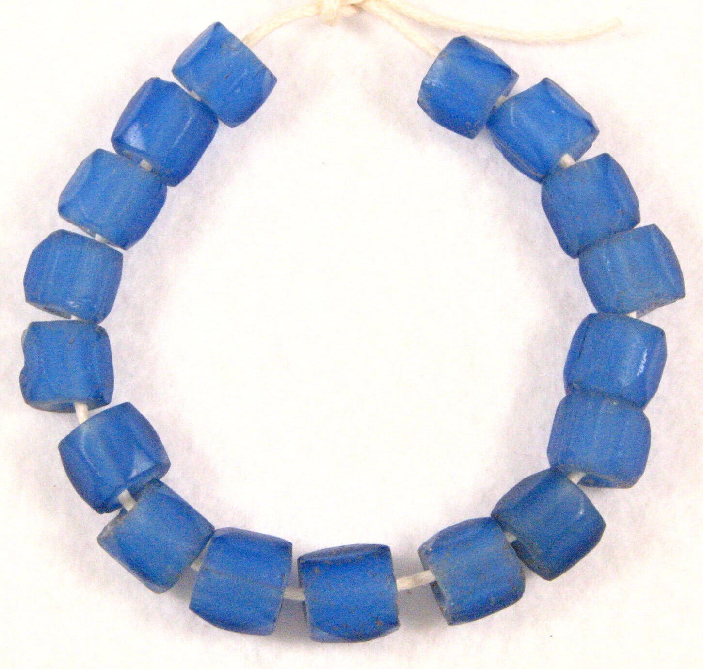 17 Old RUSSIAN BLUE Glass Trade Beads 8 to 9 mm diameter A