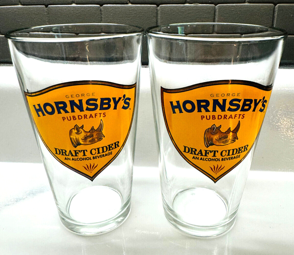 Vintage George Hornsby\'s Pubdrafts Bar Draft Cider Pint Beer Glass 2 NEW