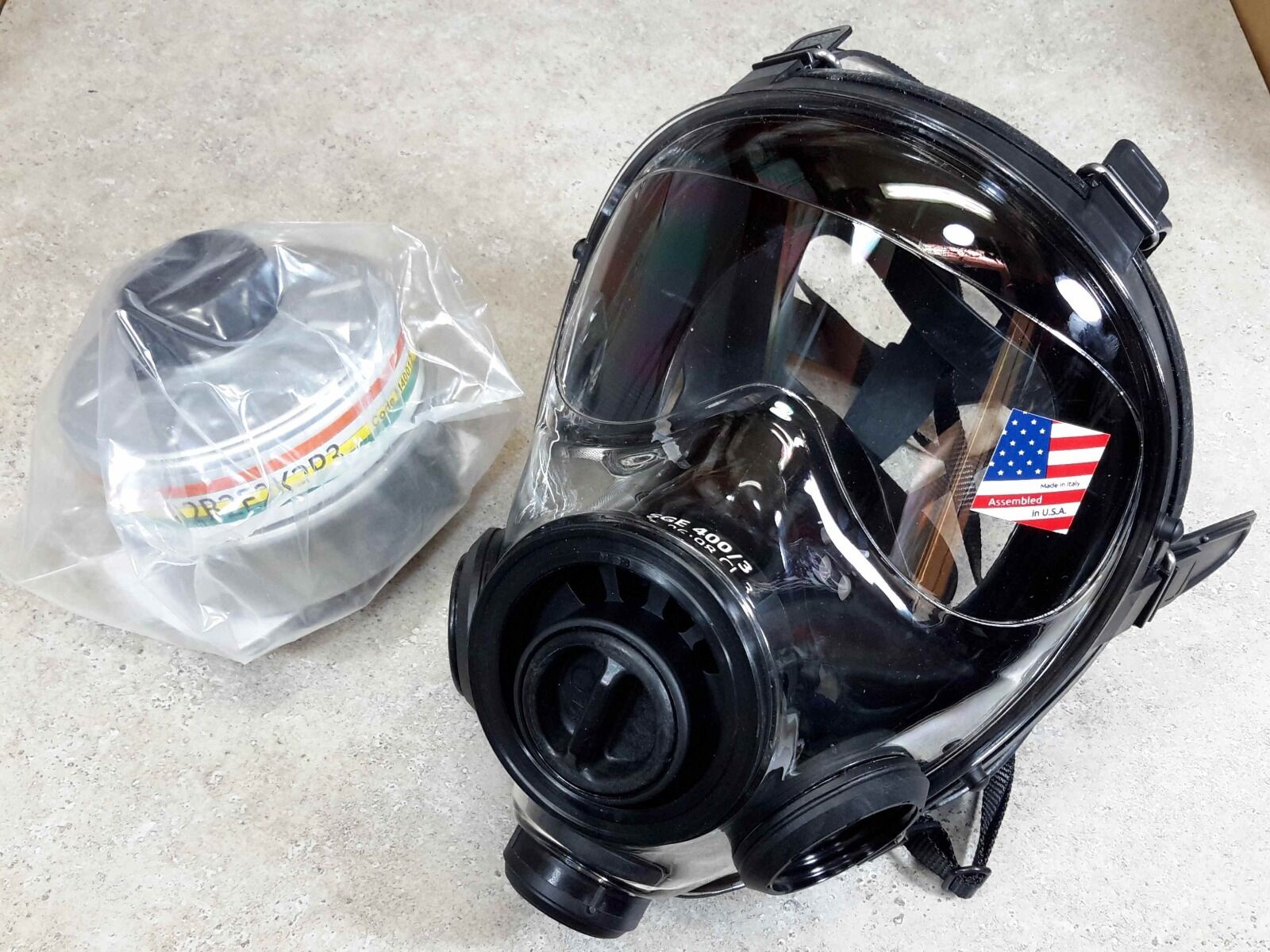 SGE 400/3 40mm NATO NBC Gas Mask w/ Mestel Filter ** ALL NIB ** Size SMALL (S/M)