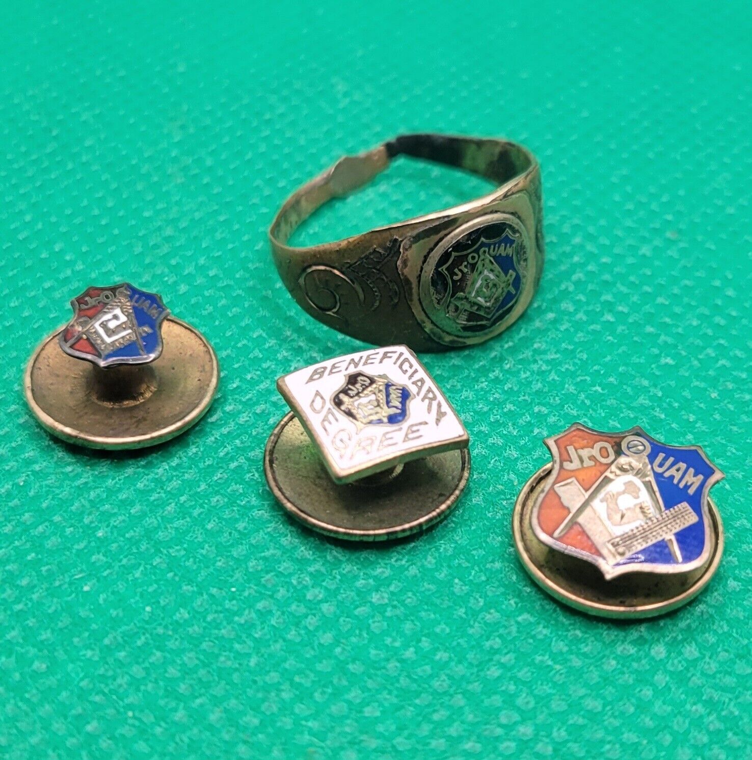 Vintage Lot of Jr Order United American Mechanics Lapel Pins Ring Fraternal
