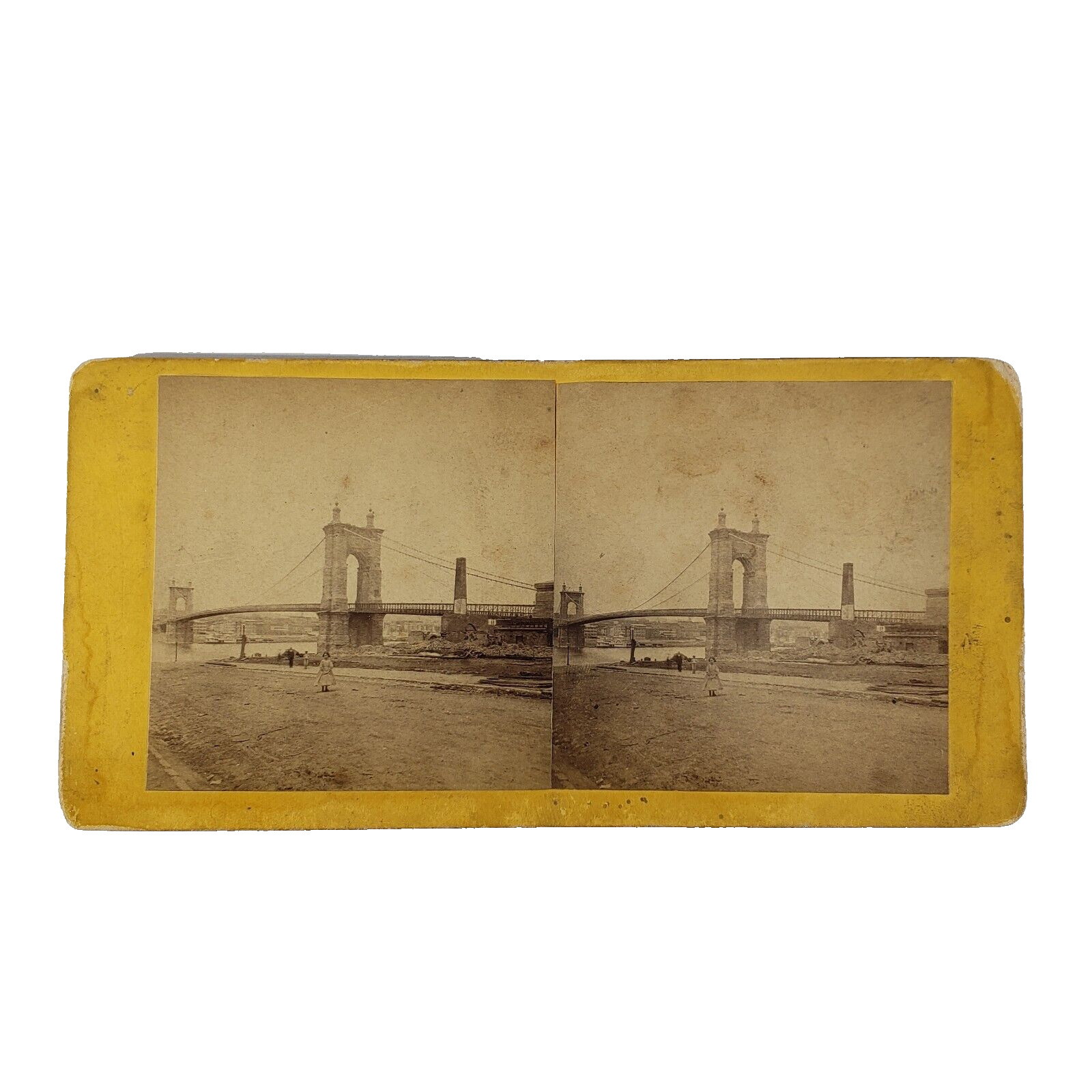 OHIO SV ~ Cincinnati & Covington Suspension Bridge ~ J. W. Winder 1870s