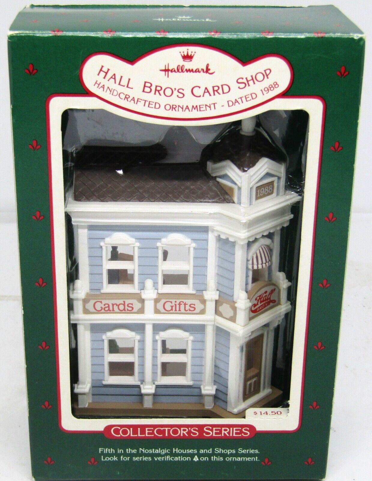 Vintage 1988 Hallmark Hall Bros Card Shop Collector\'s Series Ornament