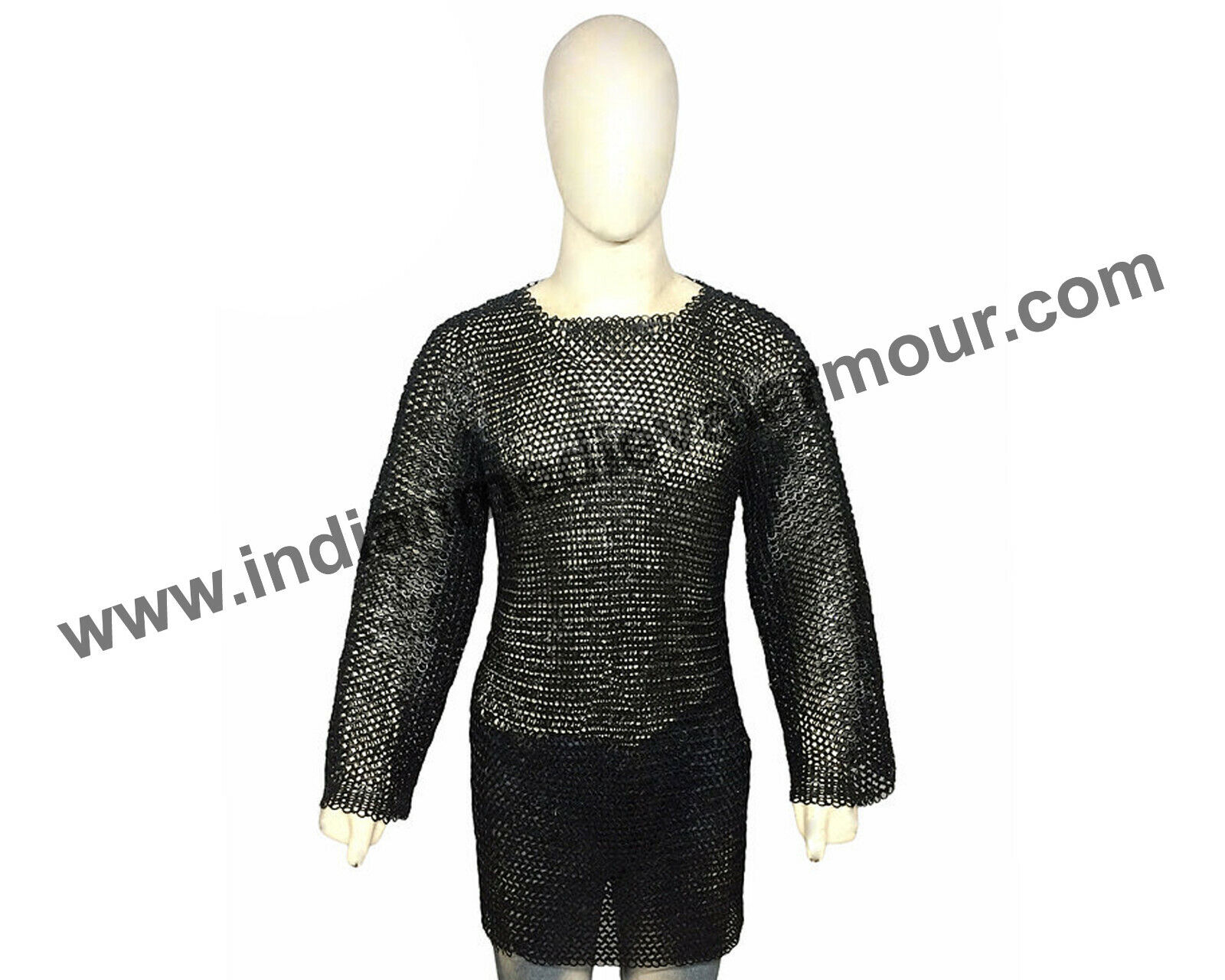 Black Finish Butted Custom Medieval Armor Chainmail 10 mm Round Ring Hauberk