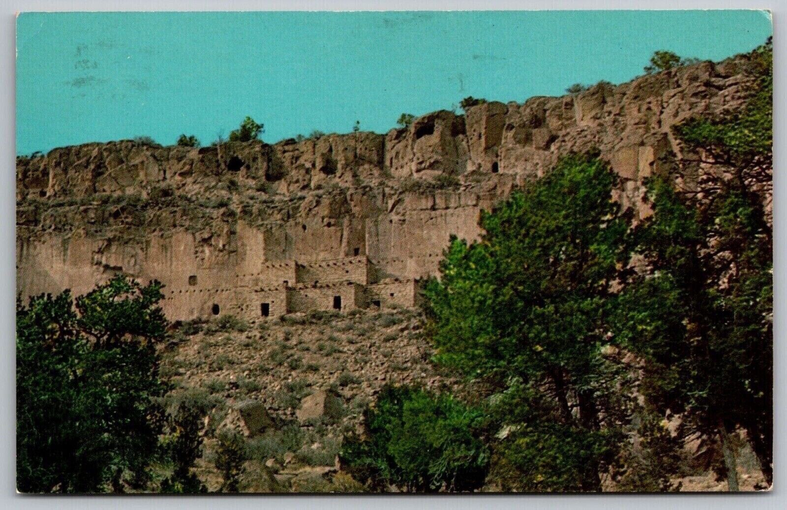 Puye Ruins Santa Fe New Mexico Dwellings Cliff Houses Mountain WOB VNG Postcard