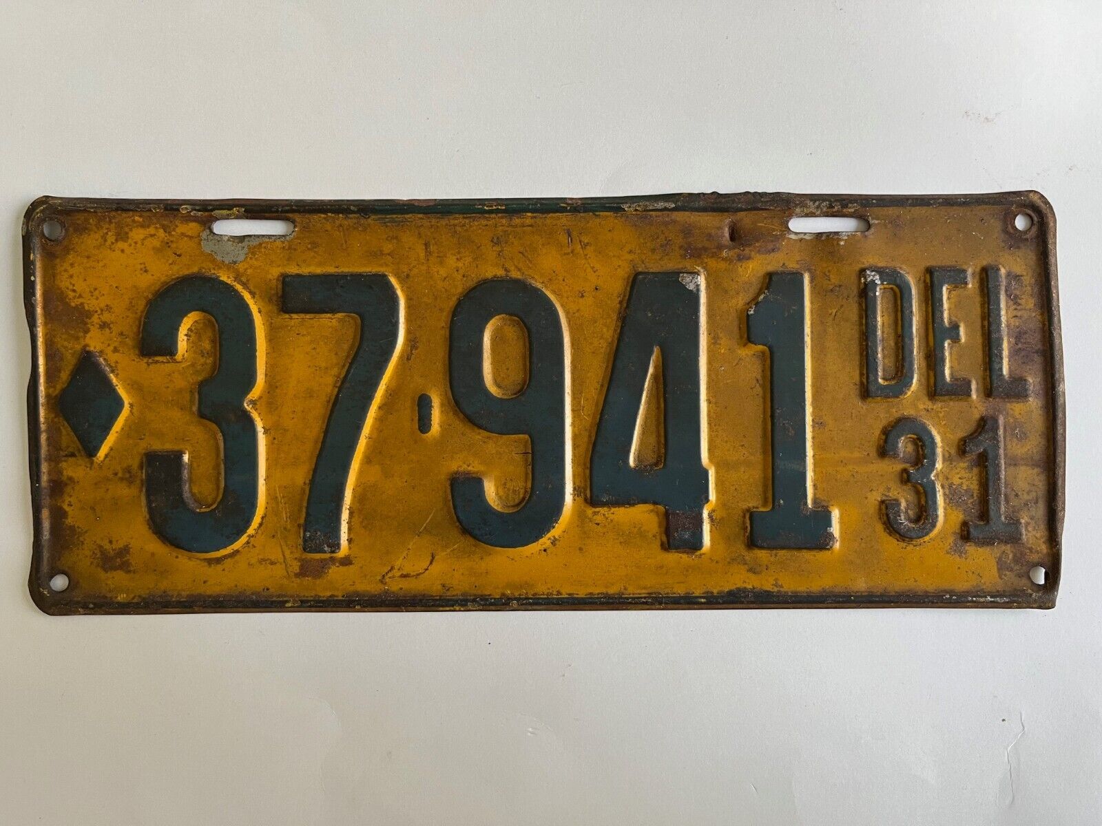 1931 Delaware License Plate All Original Paint