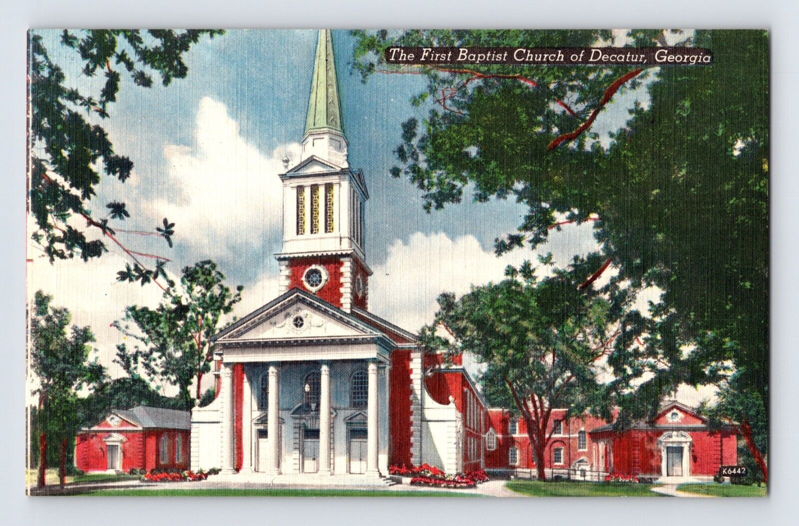 Postcard Georgia Decatur GA First Baptist Church 1940s Unposted Linen