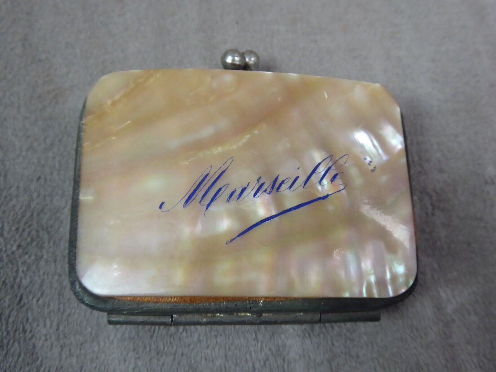ANTIQUE MOTHER-OF-PEARL WALLET. Souvenir of Marseille.