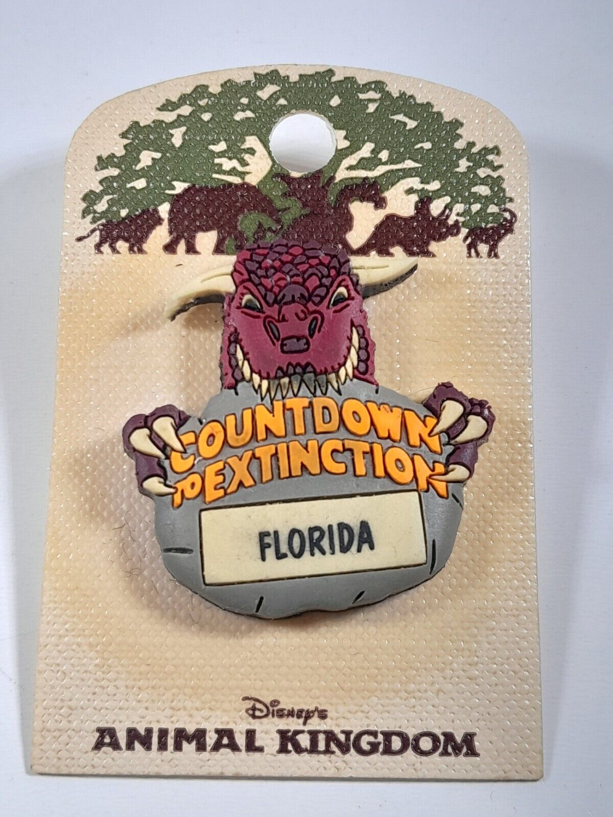 Disney Animal Kingdom Countdown to Extinction Dinosaur Florida Rubber Pin Rare