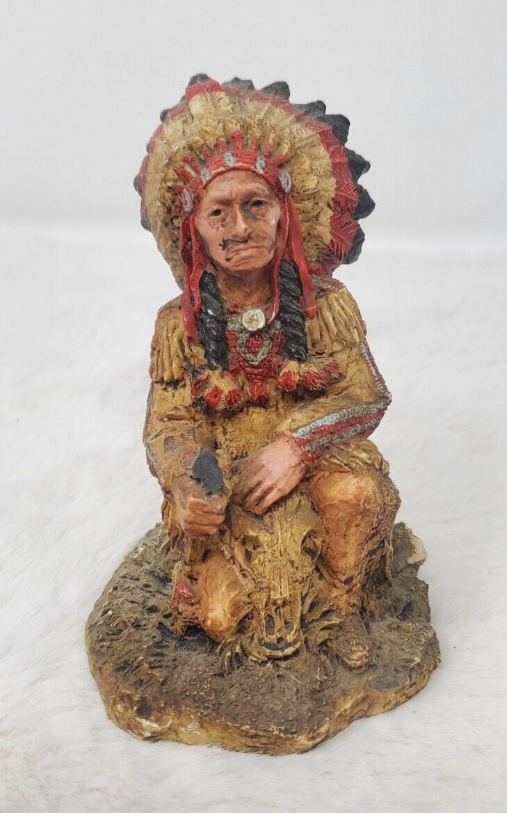 1995 Indian Chief Warrior 4” x 3” Resin Cast Figurine Vintage Native American