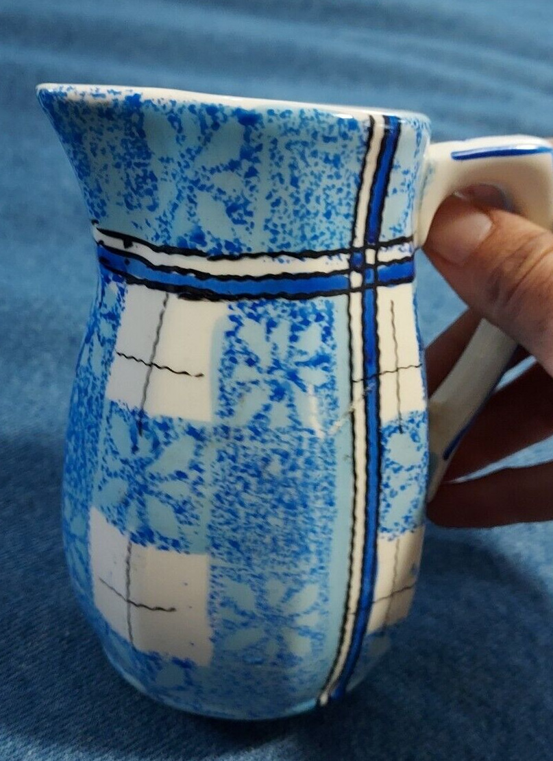 Antique White Blue Boxy pattern small pitcher mafe in Japan