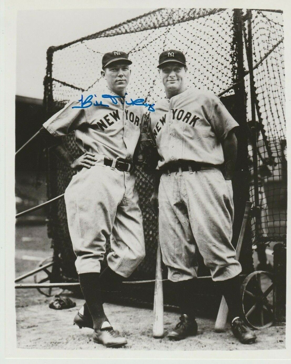 Bill Dickey Signed 8x10 Photo Yankees Autograph (pictured with Lou Gherig)