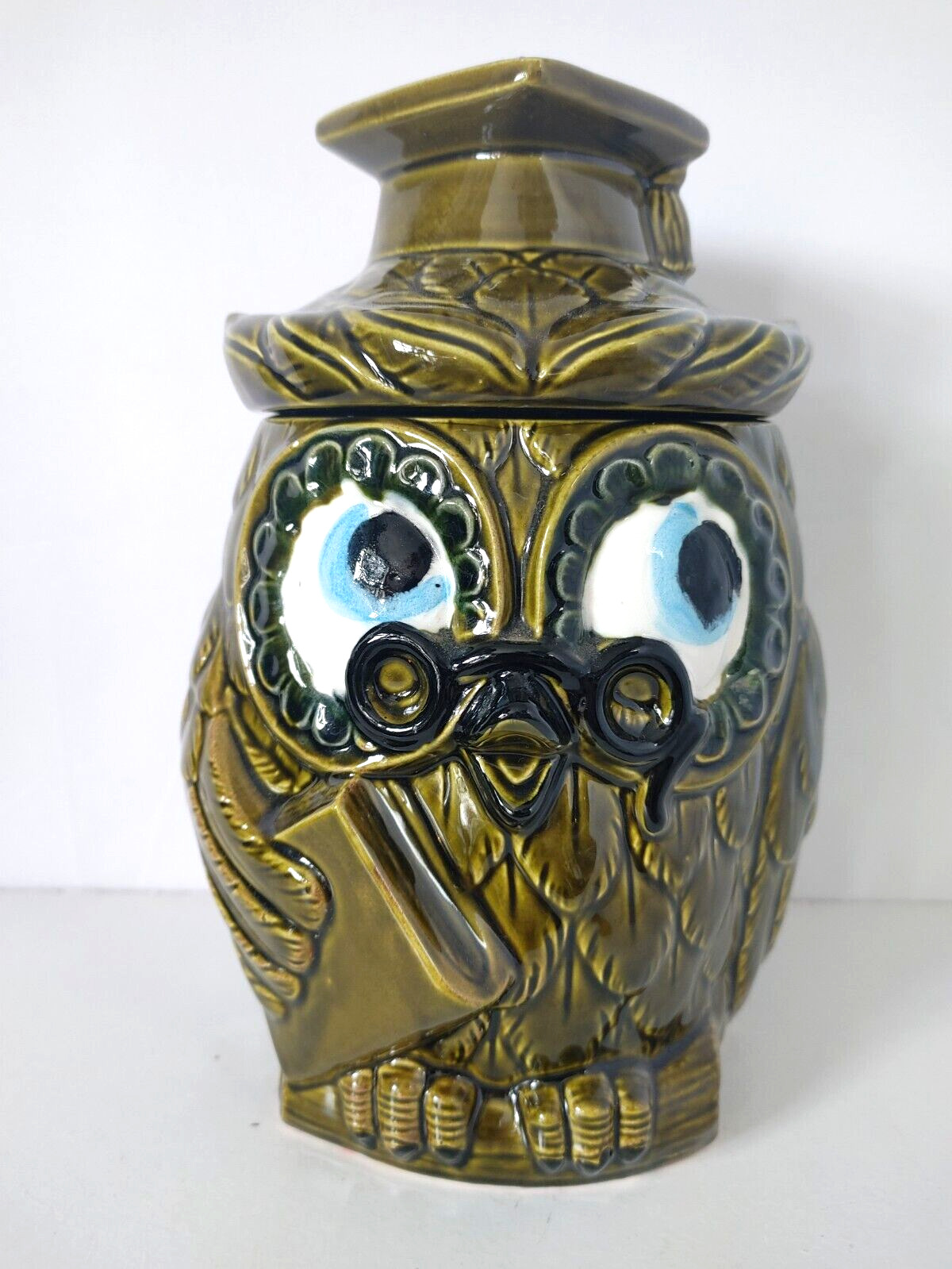 EXC ~ Vintage 1960s/70s Wise GRADUATION OWL Ceramic Cookie Jar ~ Japan