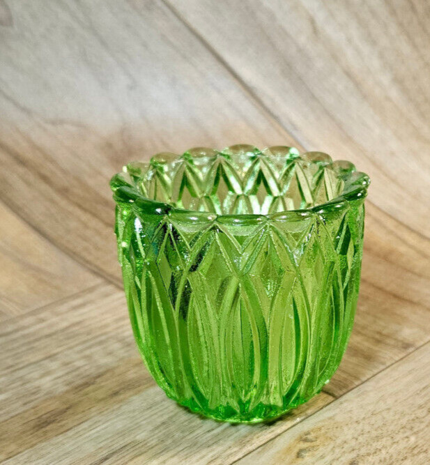 Vintage Faroy U.S.A. Lime Green Glass Votive Candle Holder