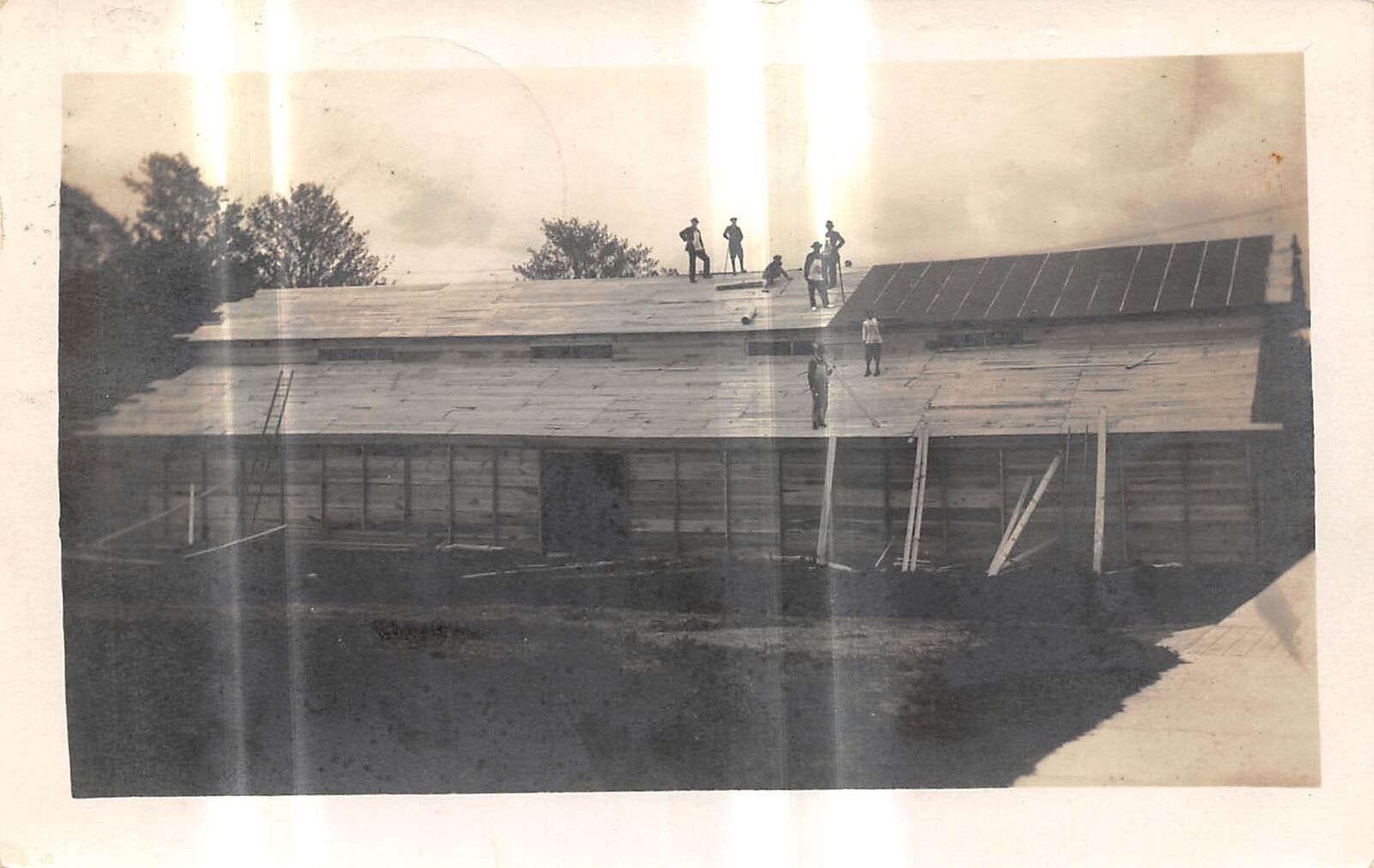 CEDAR SPRINGS Michigan RPPC postcard Kent County barn raising 1914 construction