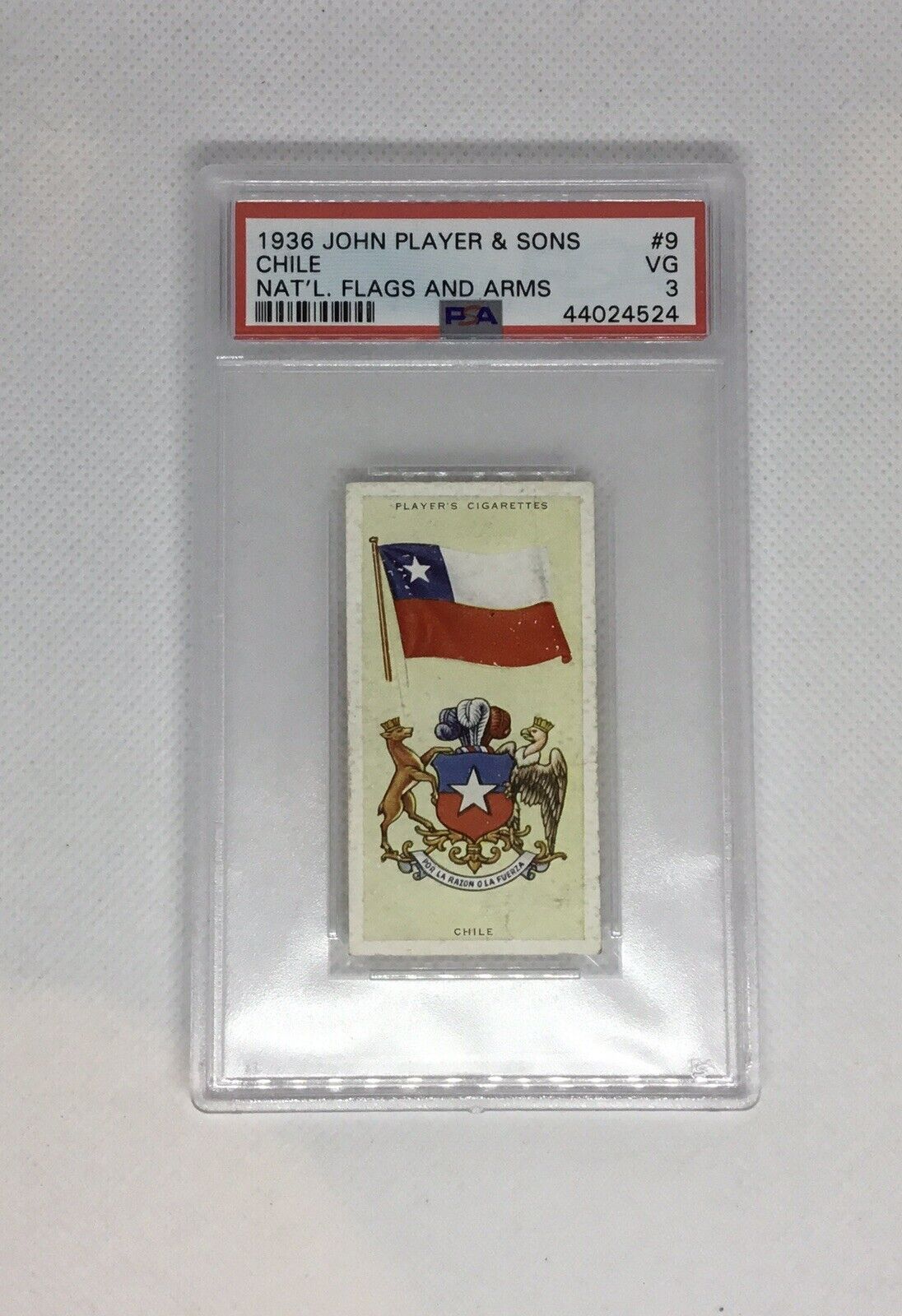 1936 John Player & Sons Chile Nat’l Flags and Arms PSA 3 POP 1 NONE HIGHER