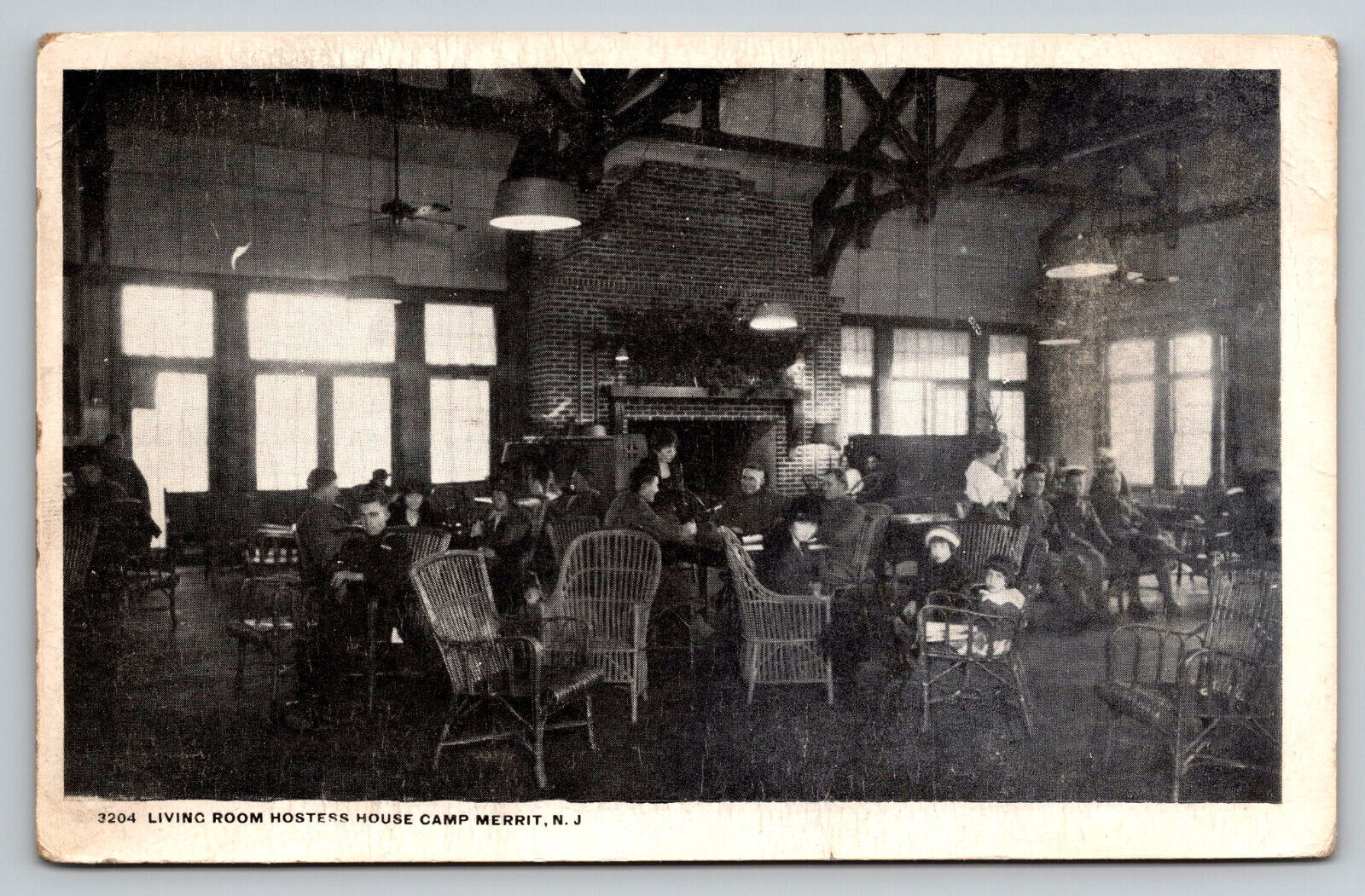 Camp Merrit New Jersey Hostess House Living Room 1919 Postcard