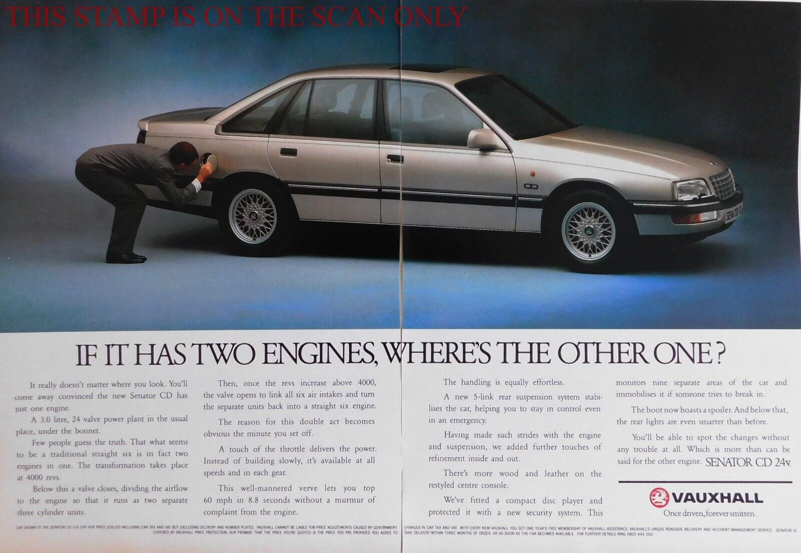 Vauxhall SENATOR \'CD\' Saloon Motor Car ADVERT : Original 1991 Print Ad E16/22