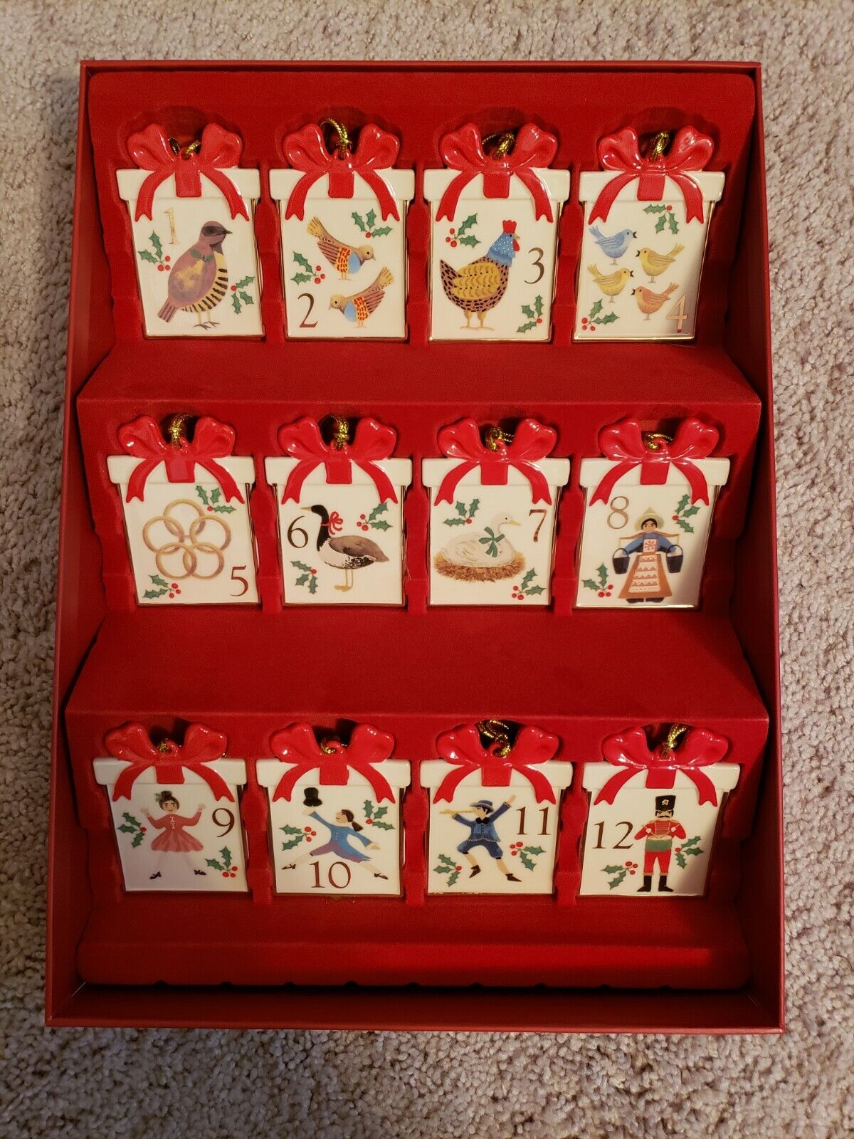 Lenox Twelve Days Of Christmas 12-Piece Ornament Set New in Box
