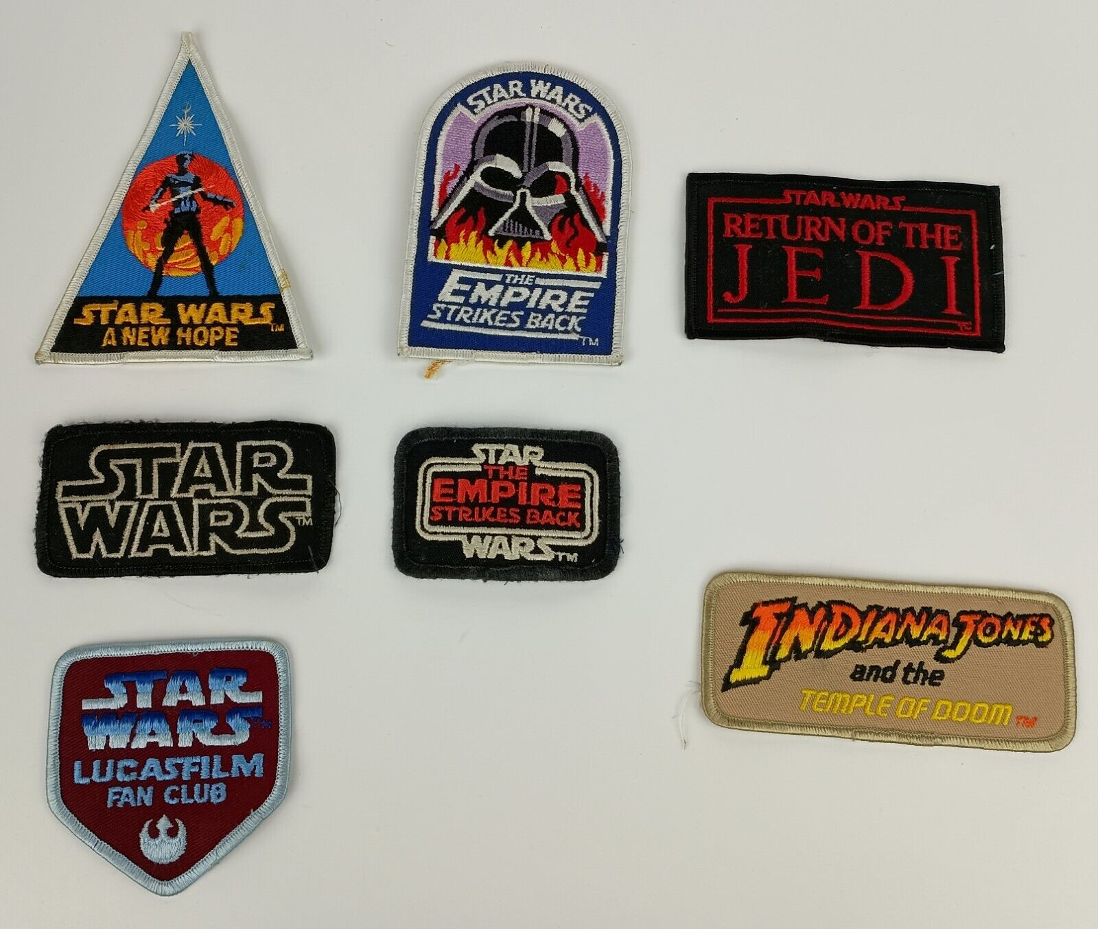 Lot of 7 Vintage Star Wars & Indiana Jones Fan Club Embroidered Patches
