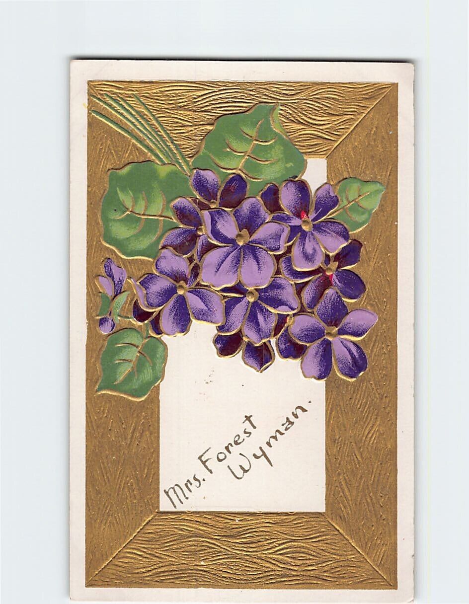 Postcard Flower Art Print Embossed Card