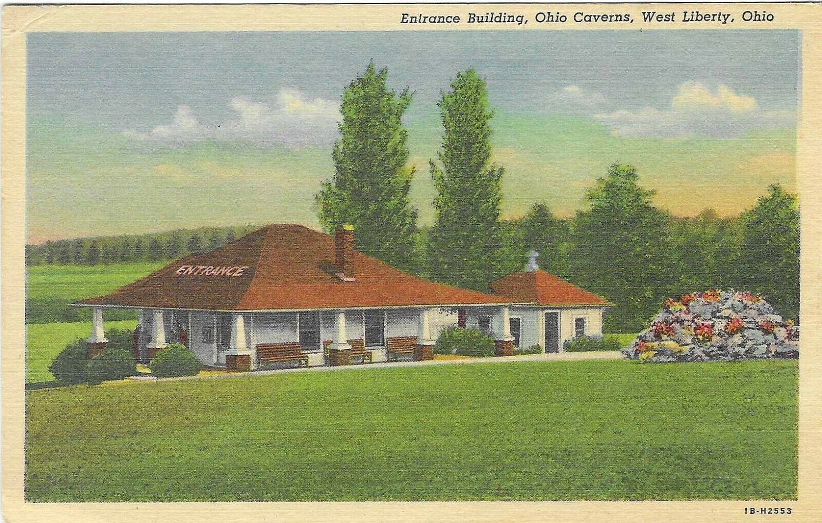Vintage Ohio Linen Postcard Caverns West Liberty Entrance Building