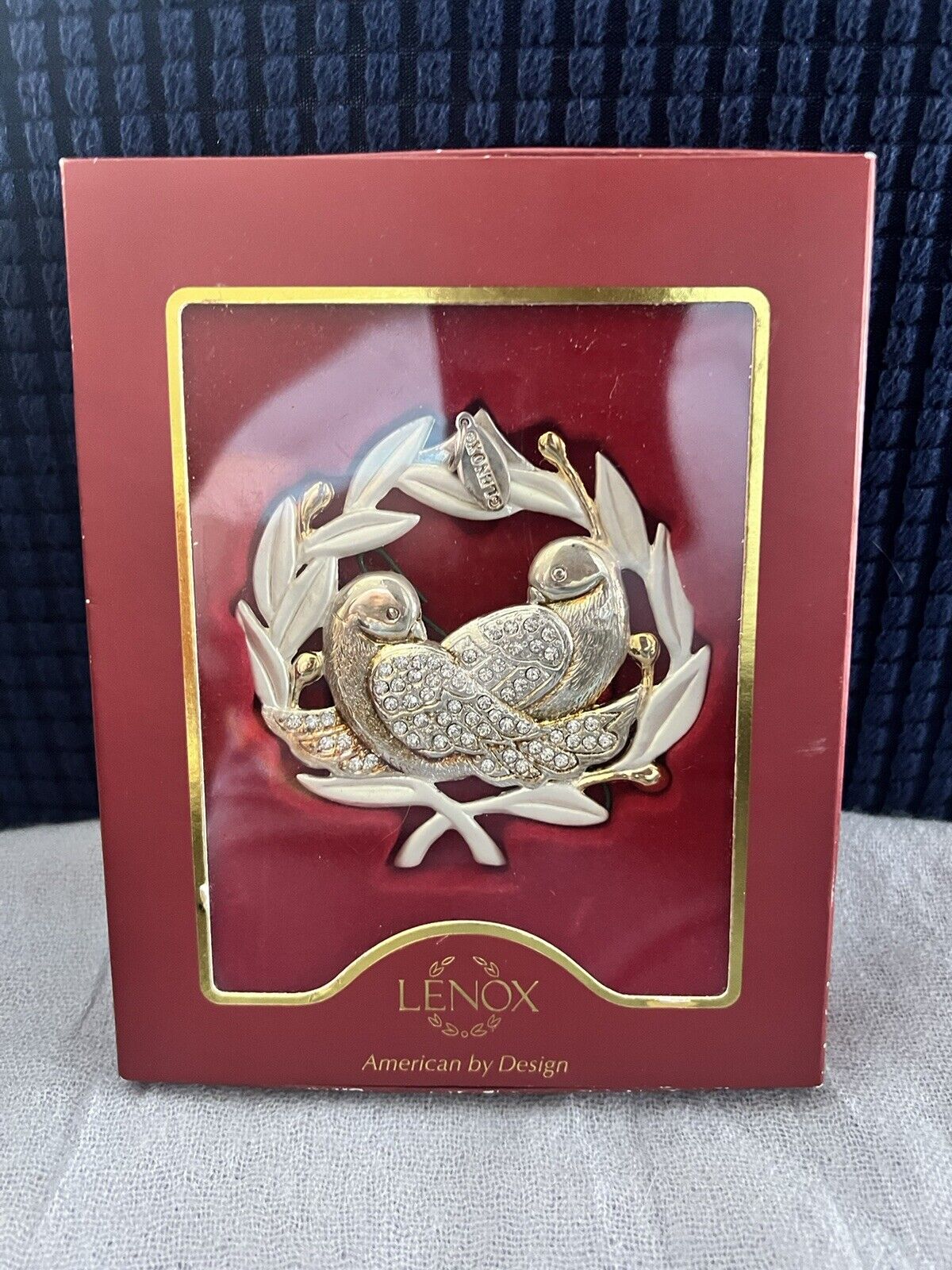 LENOX TWO TURTLE DOVES SILVERPLATED ORNAMENT
