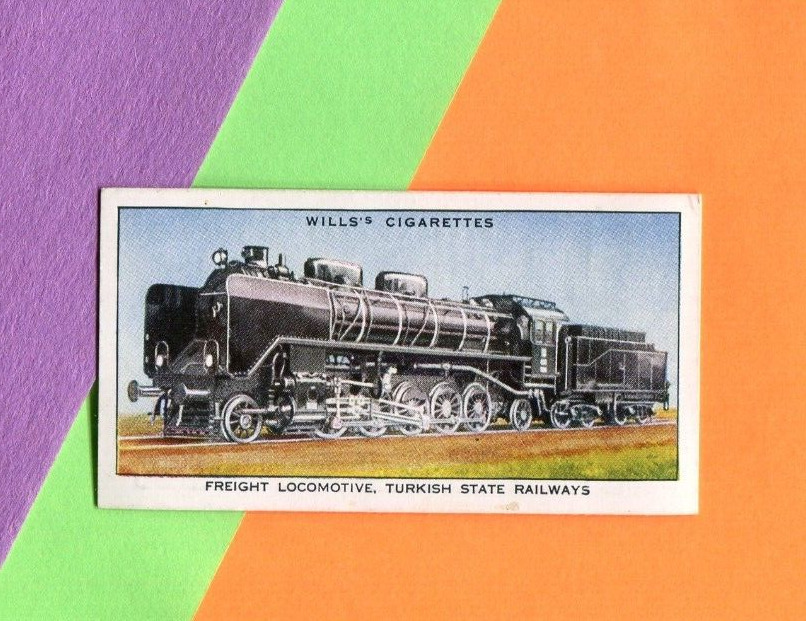 1936 W.D. & H.O. WILLS CIGARETTE CARD RAILWAY ENGINES #29 TURKISH FREIGHT TRAIN