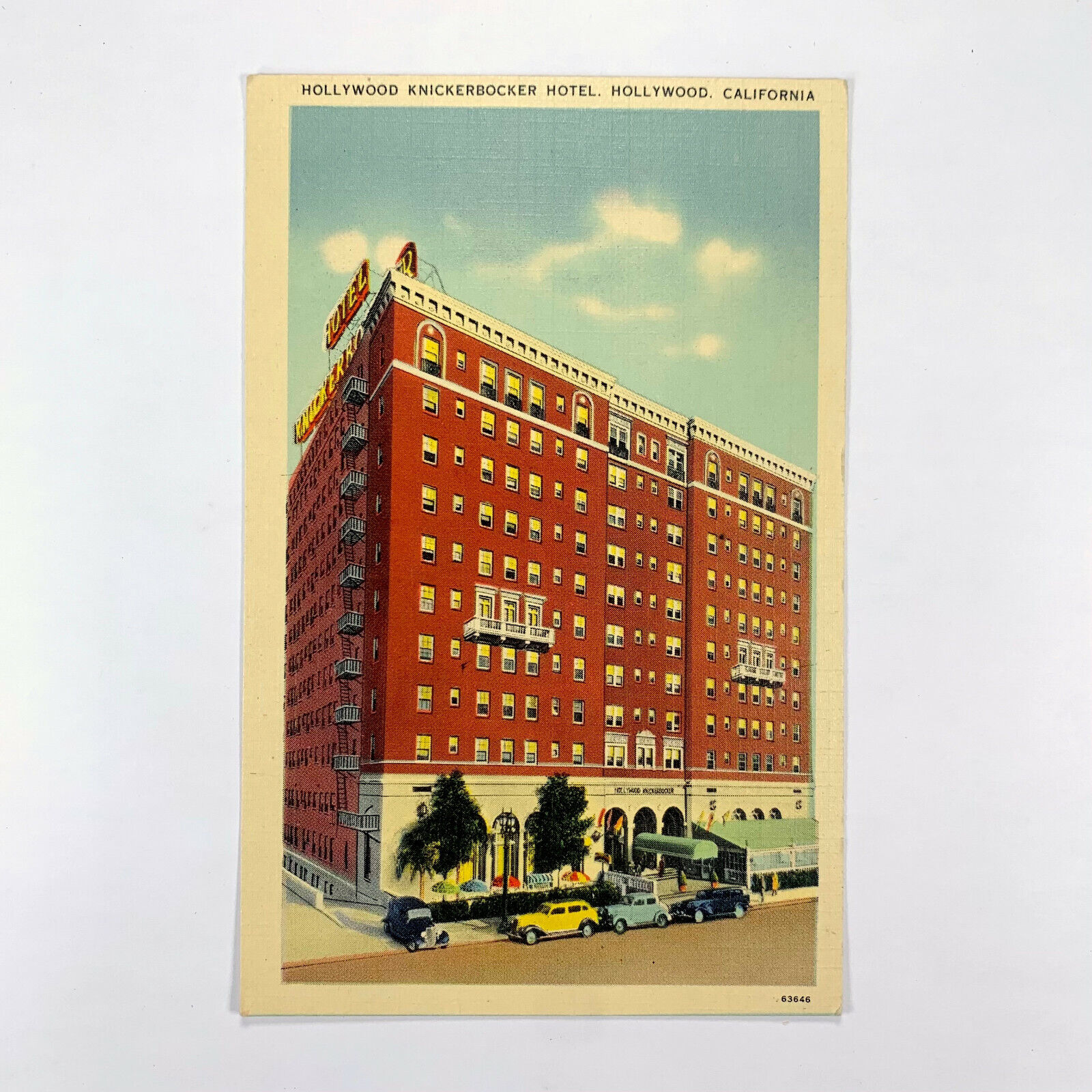 Postcard California Hollywood CA Knickerbocker Hotel 1940s Unposted Linen